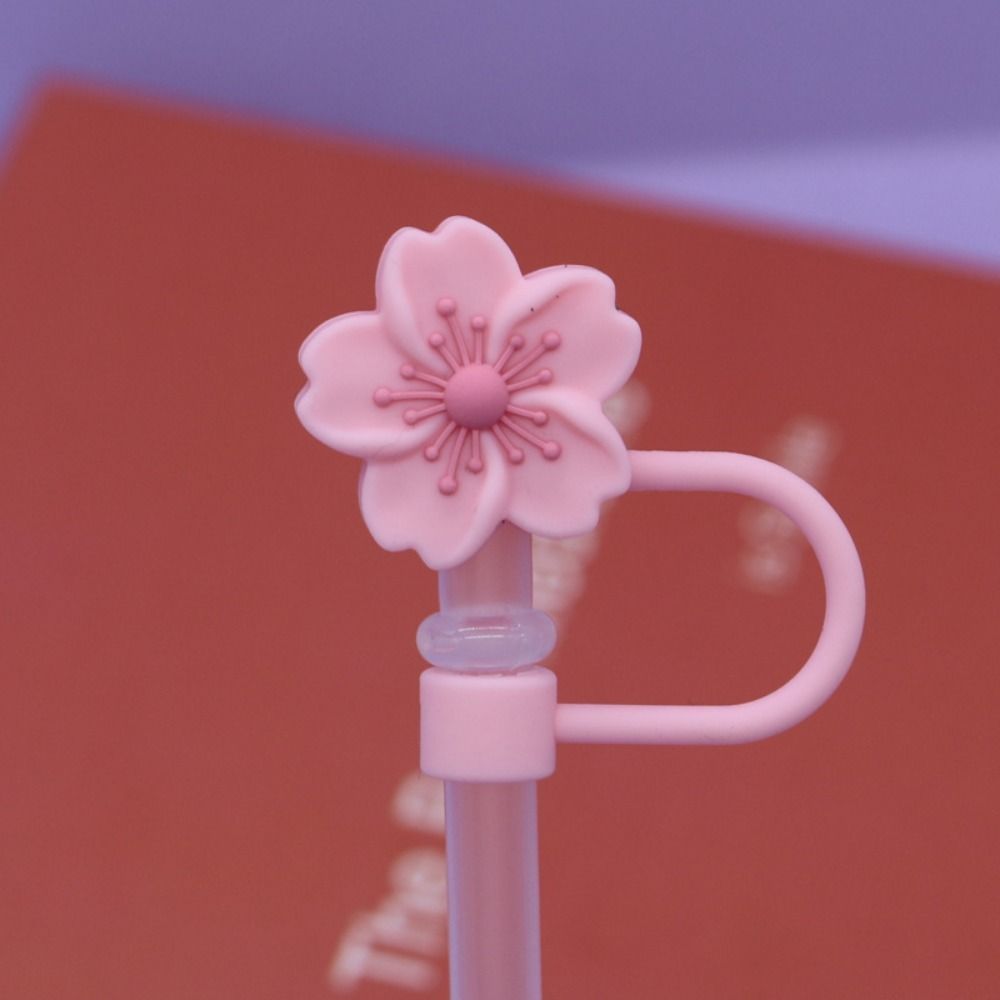 Silicone Cherry Blossoms Straw Cover Dust-Proof Straw Tips Begonia Flower Straw Topper  Tumbler