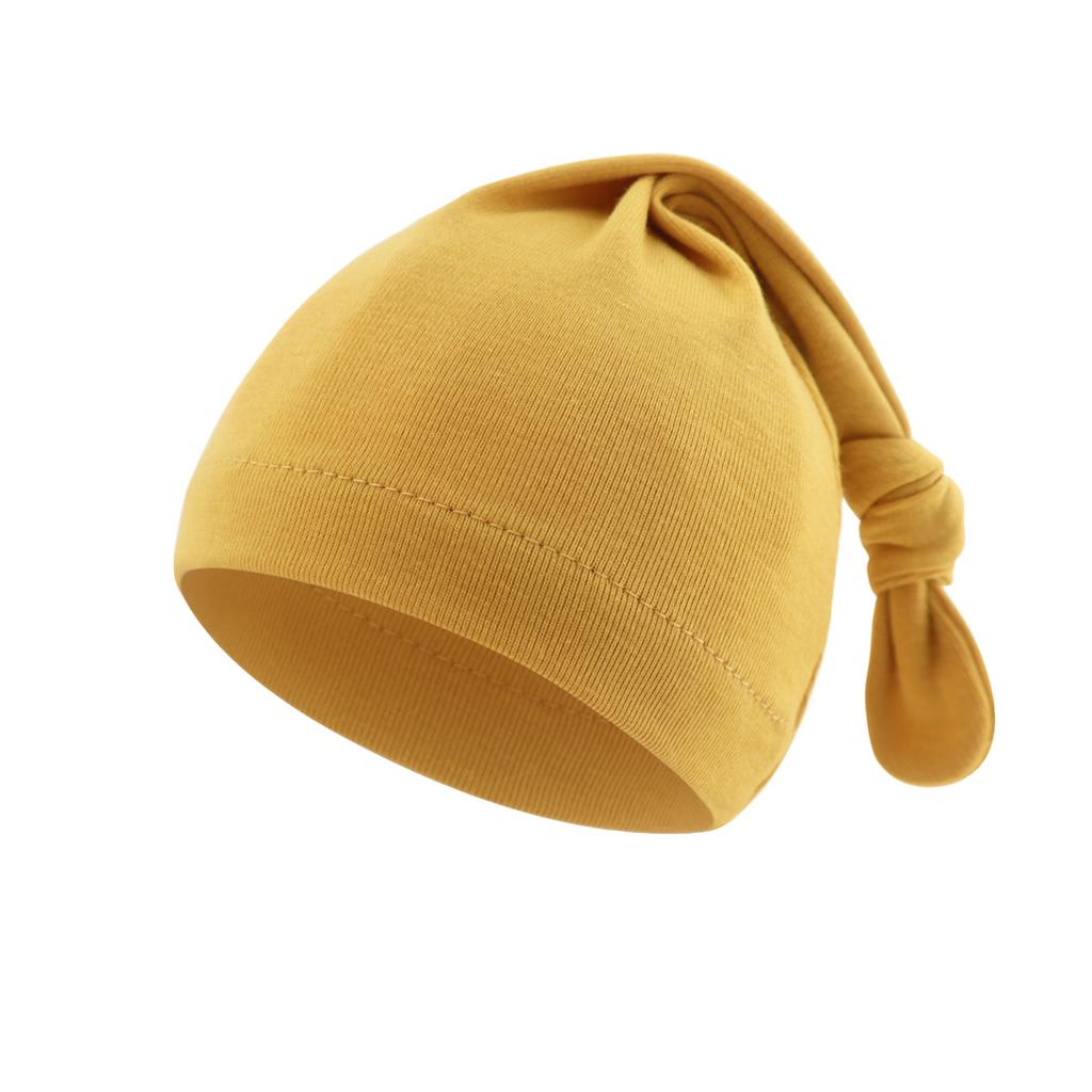 Unisex Soft Cotton Baby Hat with Tail Design & Pacifier Holder, Breathable Adjustable Newborn Cap for 0-12 Months, Spring Autumn Infant Headwear