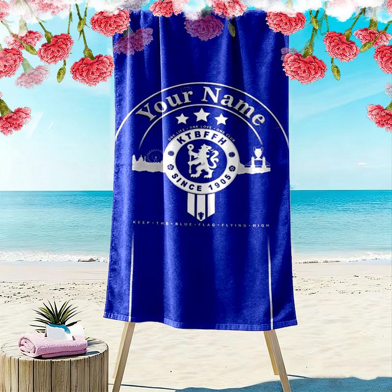 Chelsea F Custom Name Print Beach Towel, Large Soft Quick Dry Towel for Beach Camping Swimming
