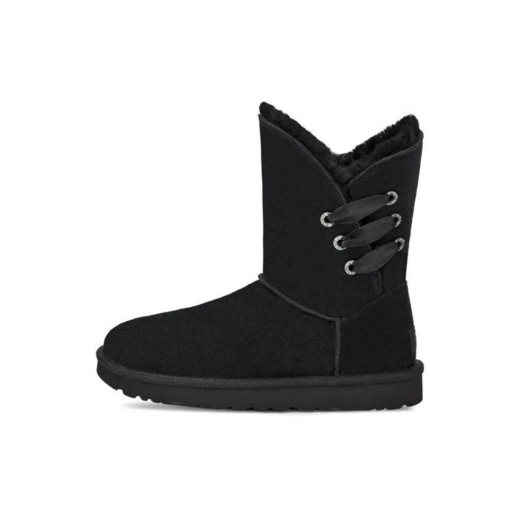 UGG Constantine Satin Ribbon V-Cut Mid-Calf Snow Boots Women Boots Black 1125811-BLK