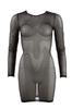 Cottelli PARTY - Mesh Short Dress with Long Sleeves Black M