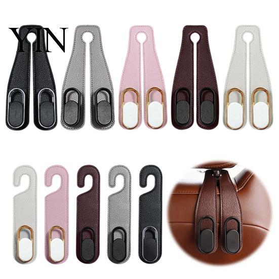 Heavy Duty Car Bag Hangers Universal Seat Hook Hanger, Faux Leather Back Storage Portable Auto Hooks Foldable Interior Organizer for Hanging Groceries