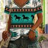 Animal Horse 3D Print V Neck T Shirt Short Sleeve Tshirt Women Fashion T-shirt Oversized T Shirt Womens Clothing Ethnic Tops Y2K