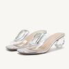 Мода Liyke Мода Ажурные Металлические Дизайнерские Шлепанцы Женские Прозрачные Тапочки Квадратный Носок Странный Прозрачный Высокий Каблук Мюли Обувь Сандалии