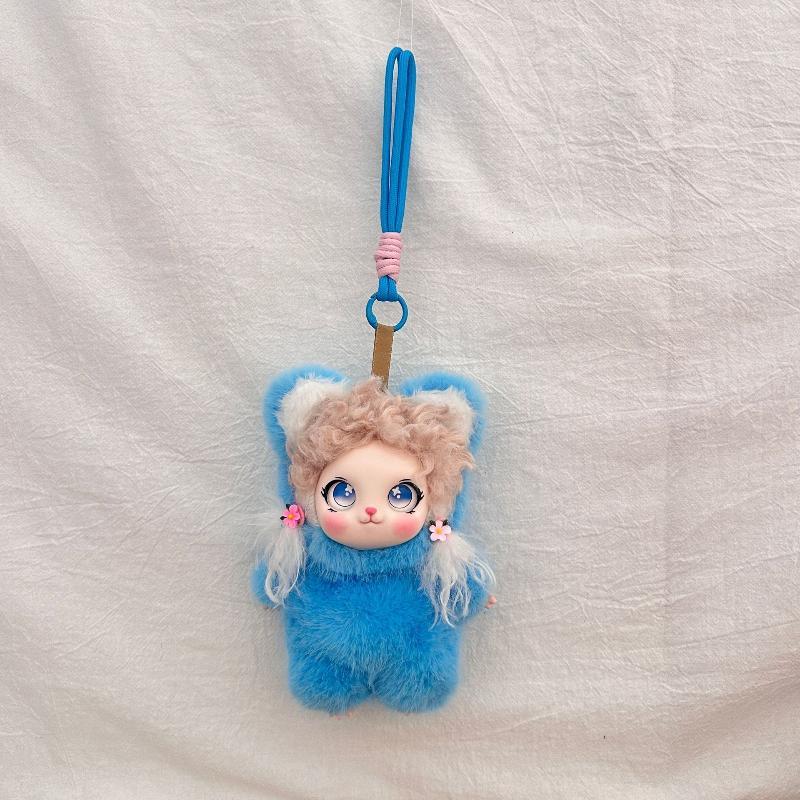Cute Cartoon Fluffy Curly Hair Vinyl Face Plush Doll Pendant Backpack Hangings Decoration Gifts