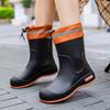 Fashion Women's Mid-Barrel Rain Boots Upgraded Thickened Drawstring Mouth Rain Boots Wear-Resistant Non-slip Comfortable Water Shoes Outdoor Rain Bo