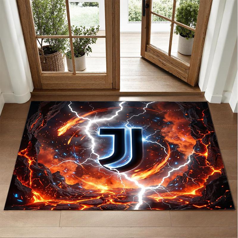 Juventus FC Design Crystal Velvet Rug Soft Decorative Mat for Bedroom Entrance