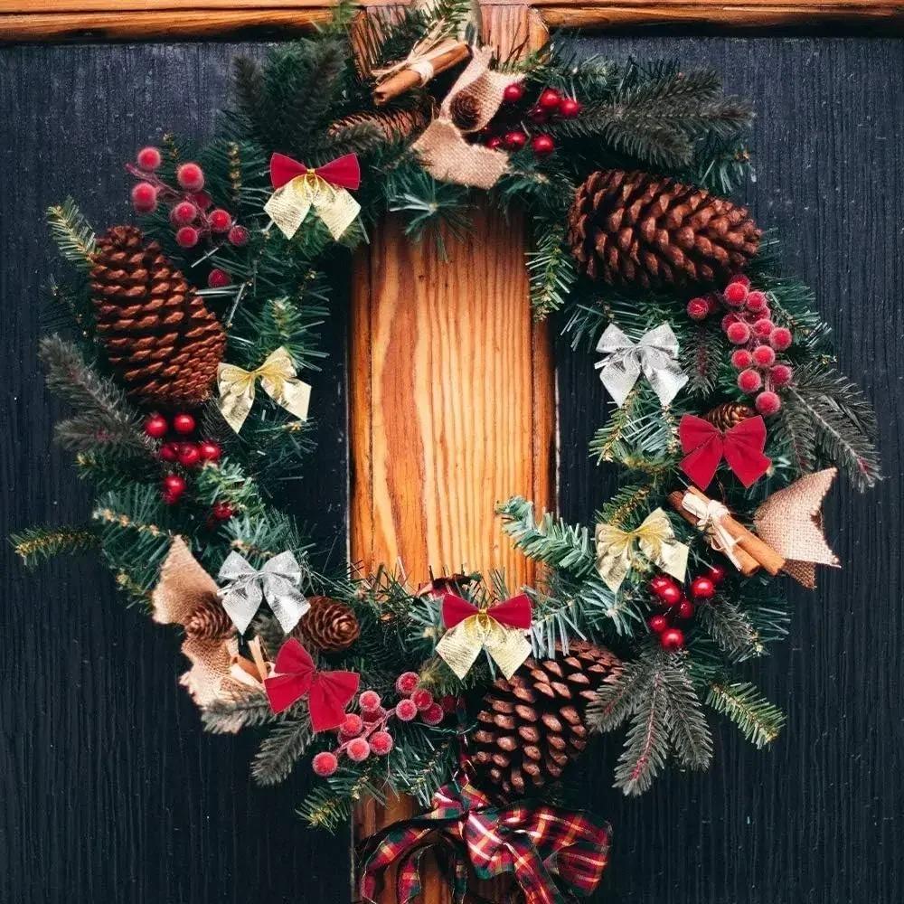12pcs Bowknot Pendant Xmas Tree Ornaments Mini Christmas Decorations Christmas Bow Home Decoration