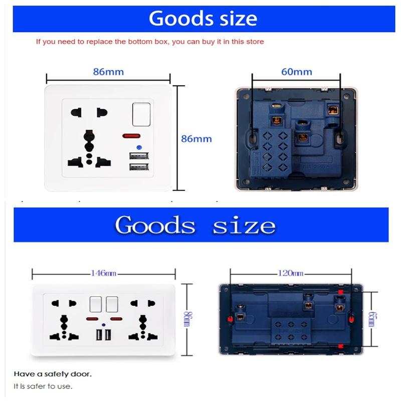 Стандартная USB-розетка ЕС, серая встроенная панель, 2,1 А, двойной USB-порт, переменный ток 110-250 В, британская настенная розетка, универсальная розетка с 5 отверстиями
