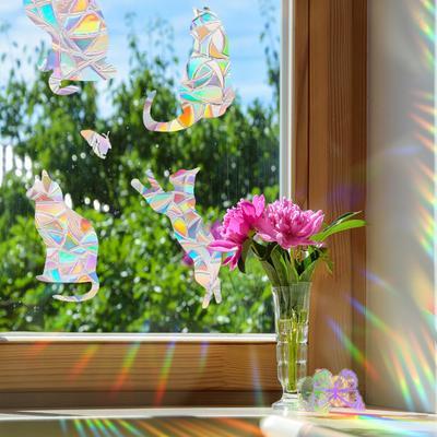 Yousheng Радужные наклейки на окна ПВХ Suncatcher Prism неклеящиеся наклейки водонепроницаемые статические наклейки для украшения стен стеклянных дверей окон дома
