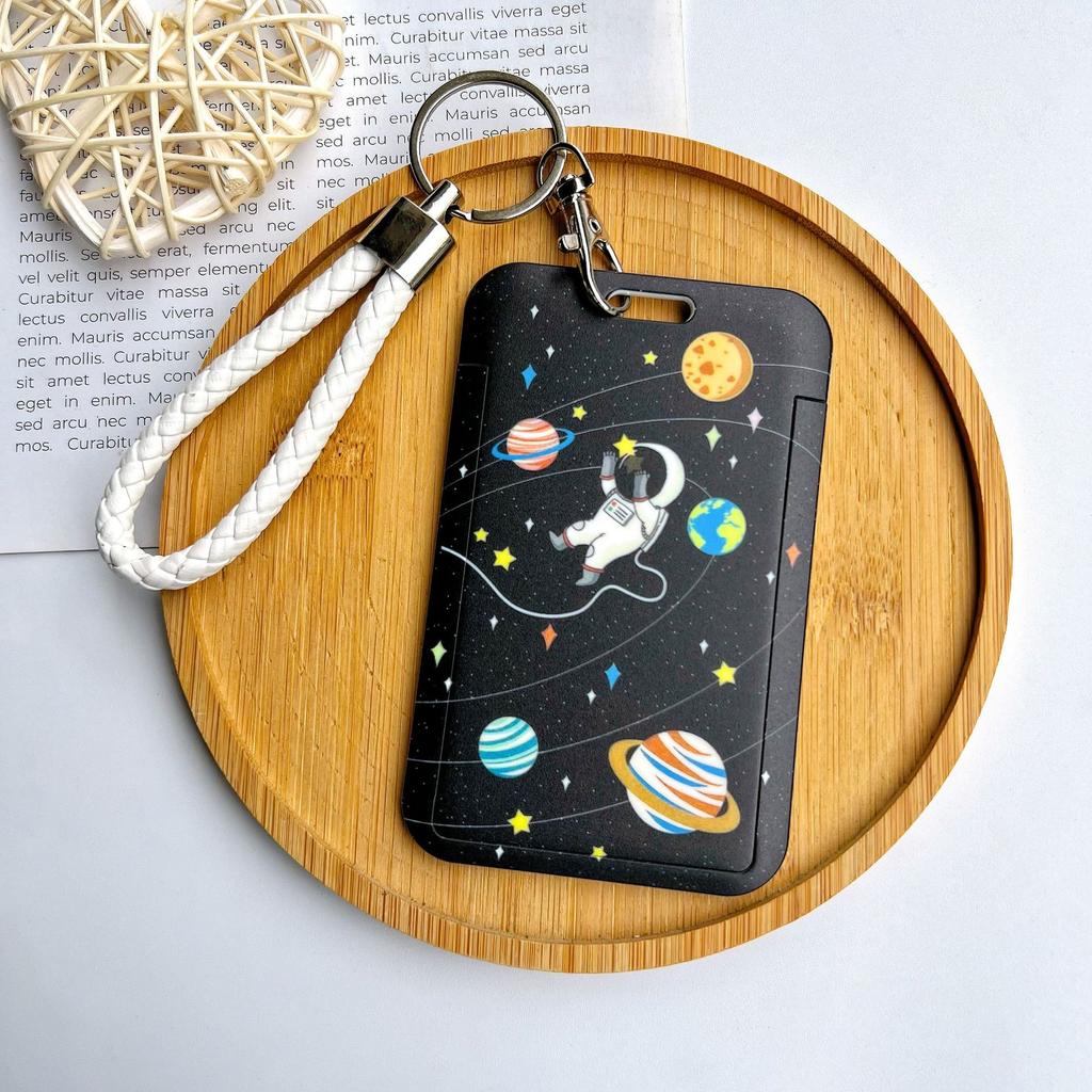 Чехол с мультяшным принтом, идентификационная бирка, чехол для рабочей карты с эластичным ремешком на запястье, держатель для бейджа, чехол для деловой карты доступа