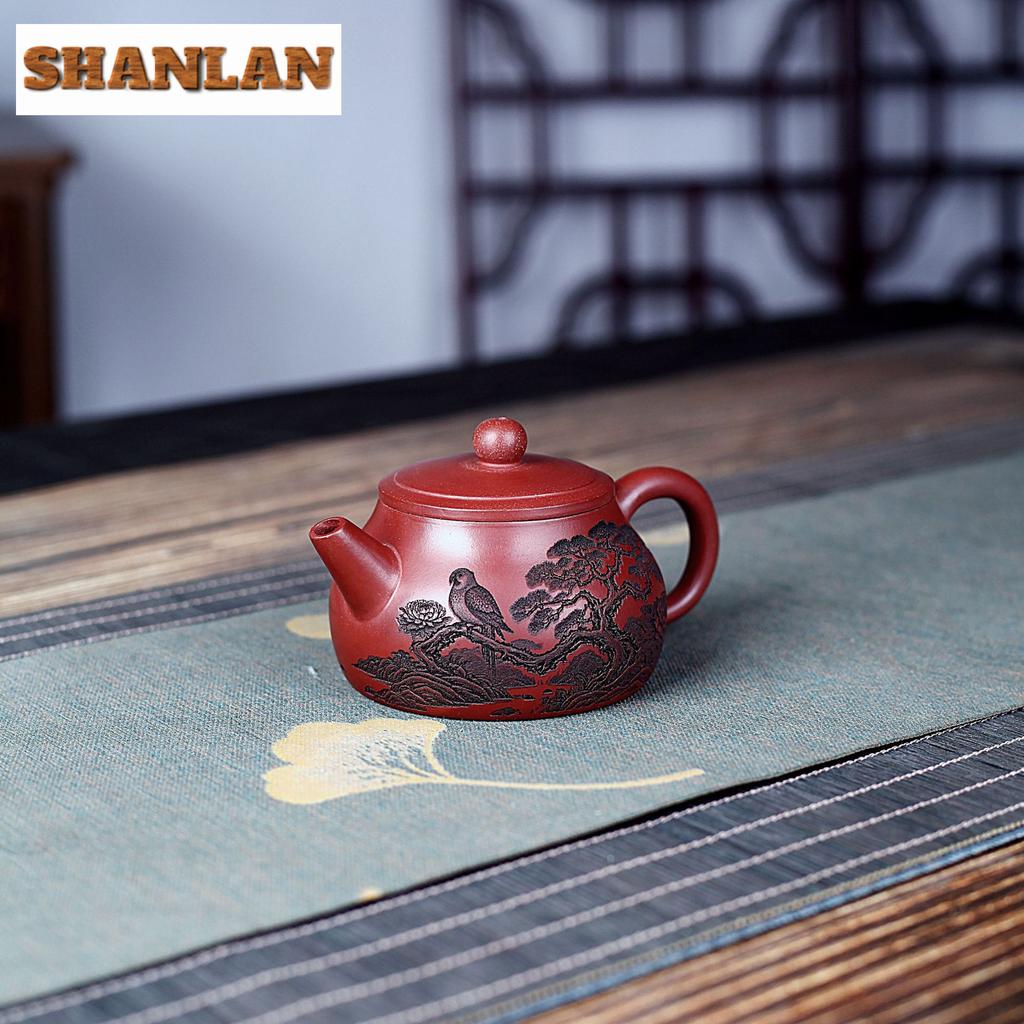 220ml Vintage Yixing Purple Clay Teapots Handmade Pine Pot Raw Ore Dragon's Blood Sand Kettle Zisha Tea Set Collection Supplies