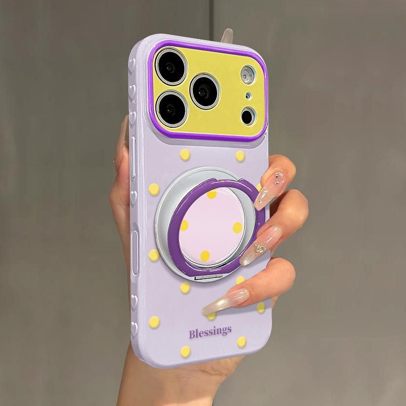 Ins простой горошек подходит для чехла iPhone 17promax 15 вращающаяся подставка 16plus силикон 14 Корея