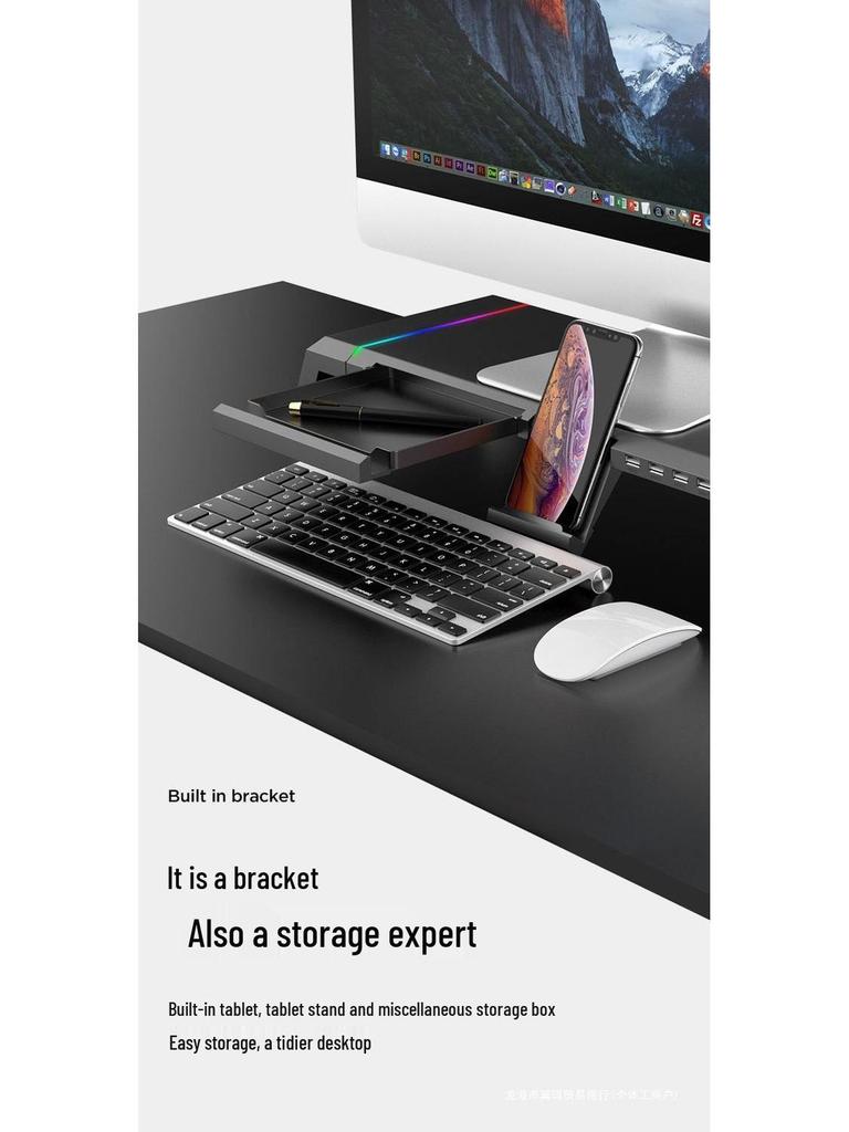 Multifunctional Desktop Monitor Riser Stand with USB Ports and Storage Shelf