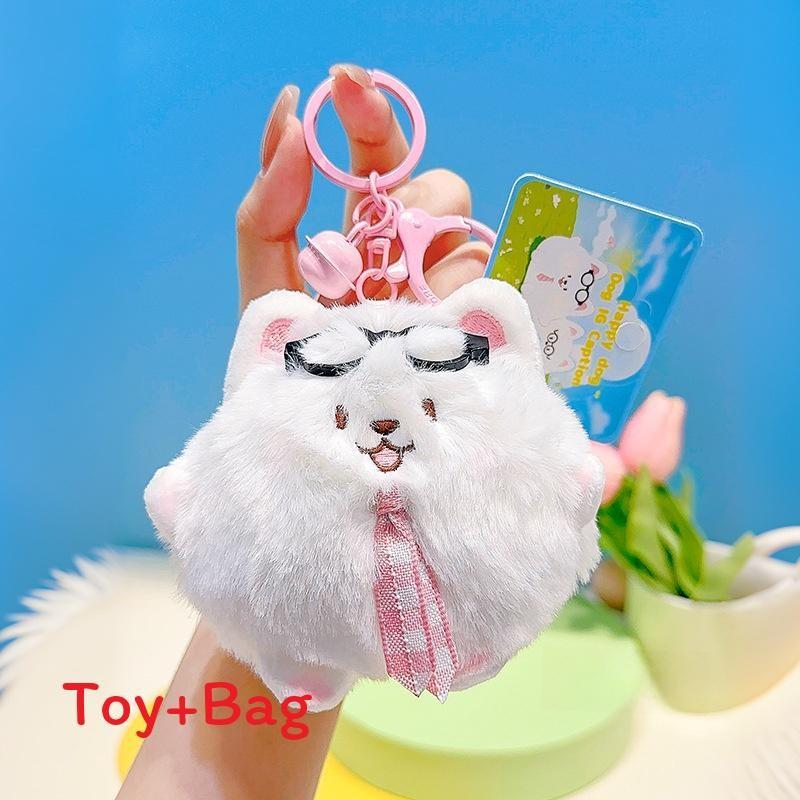 Плюшевый брелок Самоед с магнитным дизайном для рюкзака и держателя для ключей