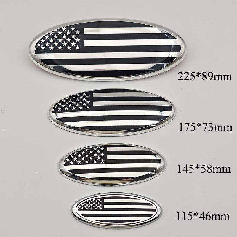 XXUI3 3D ABS Car Rear Trunk Front Grille American Flag Stickers for Ford Emblem Logo Hood Badge F150 F250 Explorer EcoSport EDGE