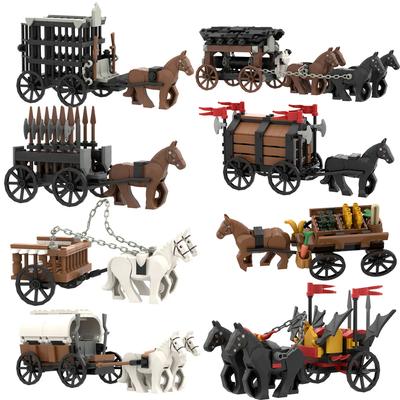 Город Творчество DIY Средневековый Военный Рыцарь Повозка Колесница MOC Модель Строительные Блоки Кирпичи Обучающие Детские Игрушки Подарок