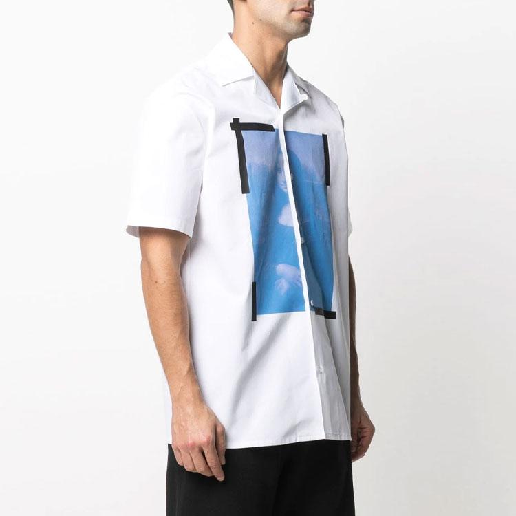 Off-White Рубашка для боулинга La Gioconda белые/черные мужские топы OMGA163R21FAB0020110