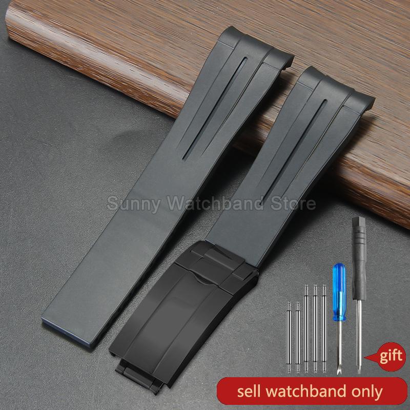 Силиконовый аксессуар для часов 20 мм Черный Стиль для Rolex Daytona Черный Зеленый Submariner Yacht-Master Водонепроницаемый Дышащий Ремешок для часов