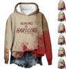 Women's Casual Fashion Wine Turkey Family Print Long Sleeve O-Neck Pullover Hoodies