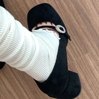 Так красиво!! Дочь знаменитости благородный бархат черный туфли на высоком каблуке jue!