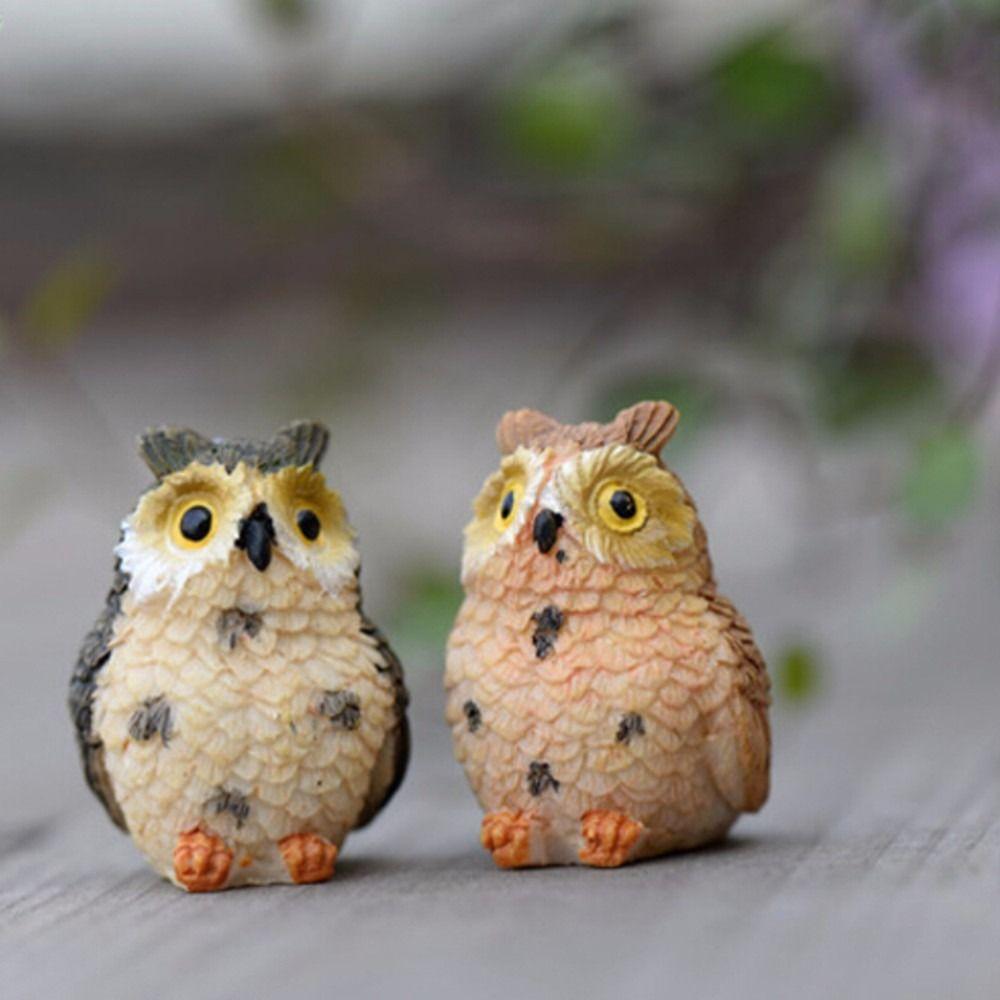 Moss Terrarium Decor Cute Owls Animal Resin Miniatures Figurine Craft Bonsai Pots Home Fairy Garden Ornament Decoration 1PCS