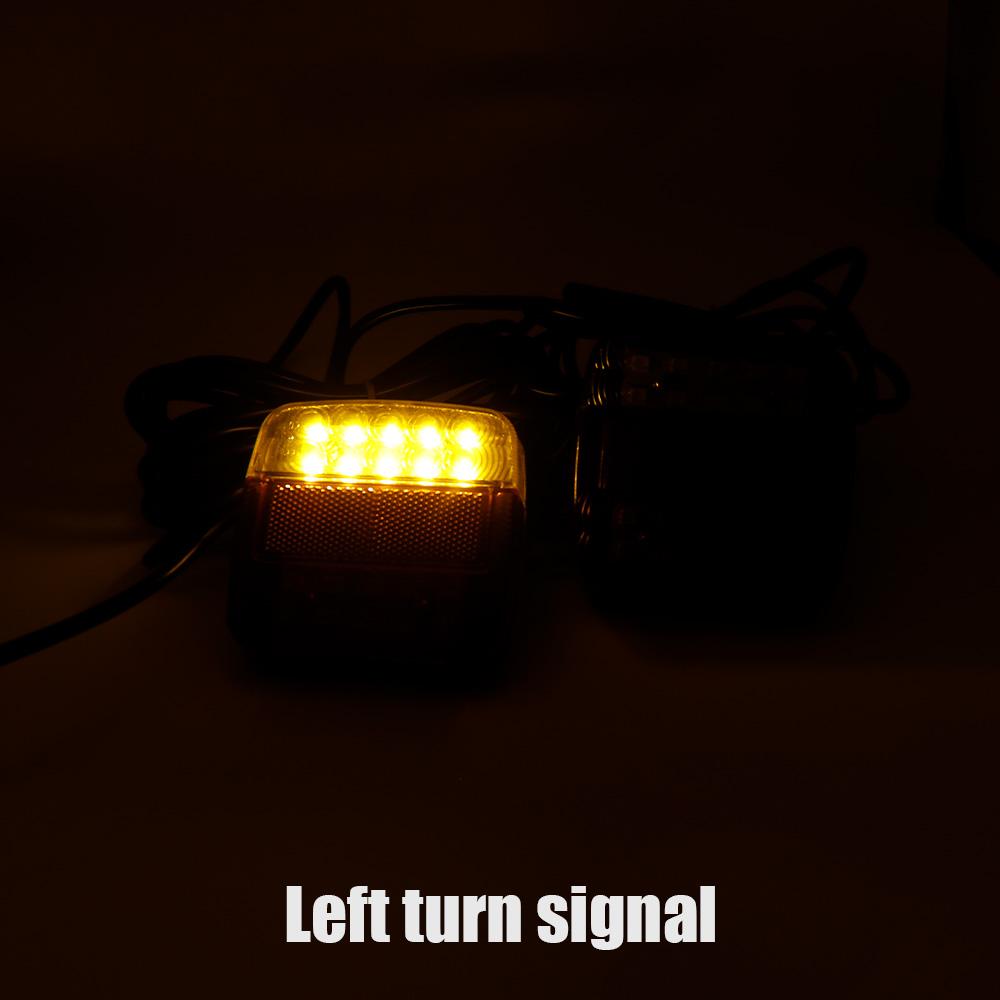 2Piece/Set 12V Rear Towing Trailer Tail Light 16 LED 10m Cable 7 Pin Universal Brake Stop Waterproof License Number Plate Lamp