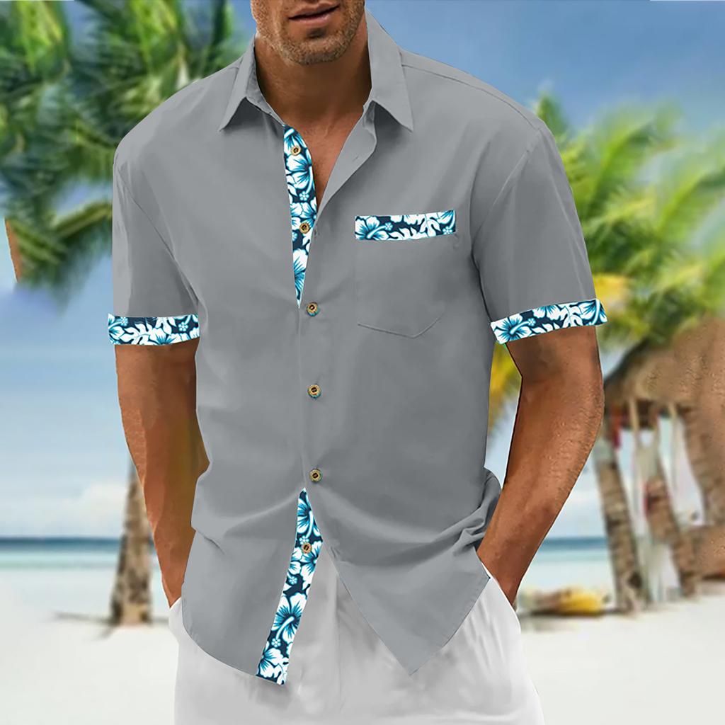 Гавайская рубашка для мужчин, мужские винтажные рубашки для боулинга на пуговицах, летняя пляжная рубашка с коротким рукавом