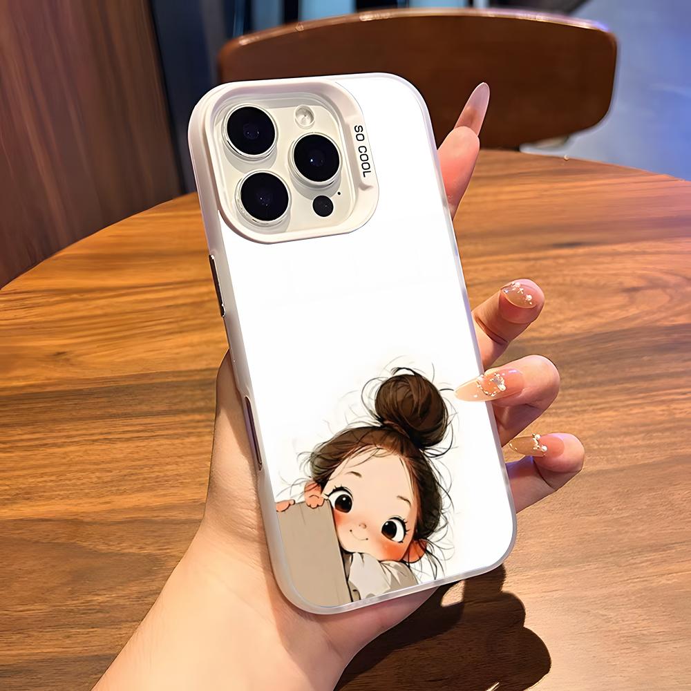 Cute Angry Little Girl Phone Case For IPhone 17 Air 16 15 14 Plus 13 12 11 Pro 7 8 XS Max XR Silver White Bumper Case
