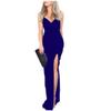 Women's Hot Gold Dress Sexy Slit High Waist Dress Dress Halter V-neck Dress