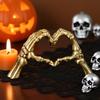 Skeleton Hands Heart Sculpture Gothic Love Gesture Statue Resin Heart Shape Skeleton Finger Gesture Figurine for Halloween Home Decor Gift