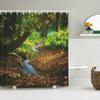 3d Printed Natural Forest Landscape Shower Curtain Waterproof Fabric Waterfall Bathroom Curtains Wall Decoration Large 300x180