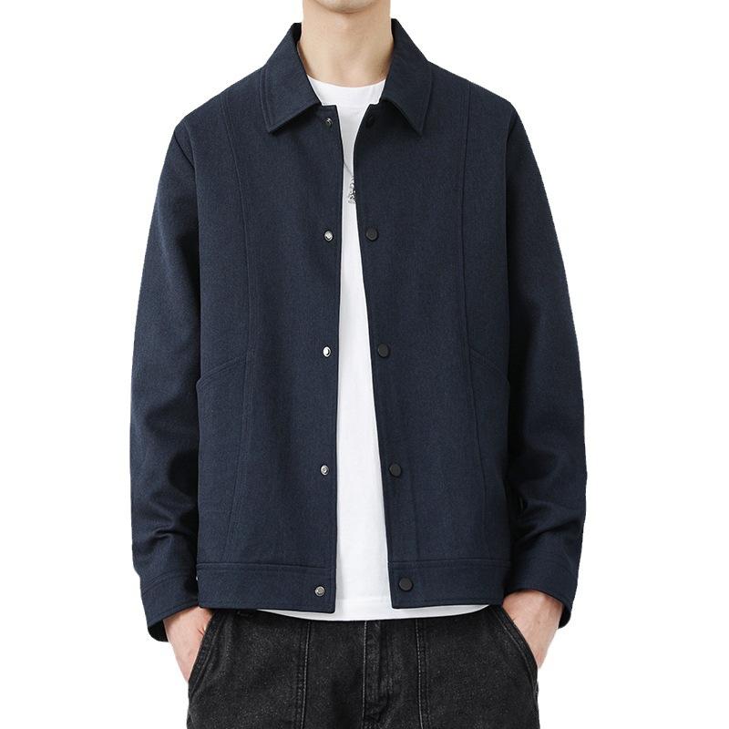 Autumn New Jacket Boys Simple Lapel Solid Color Jacket Men's Casual Business Tops Trendy Loose Men's Clothing