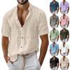 Men's Summer Solid Color Lapel Short-sleeved Shirt Men's Casual Fashion Short-sleeved Shirt