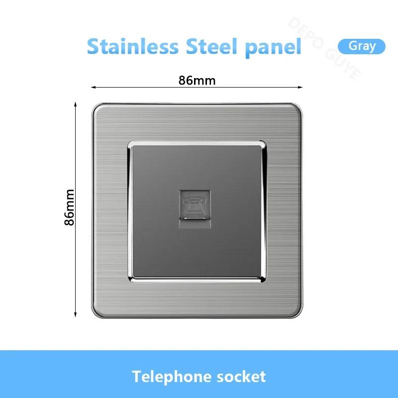 Universal Wall Light Switch Brushed Stainless Steel Panel,UK Type-c 18W Quick Charging Socket 220V Double USB Electrical Outlet