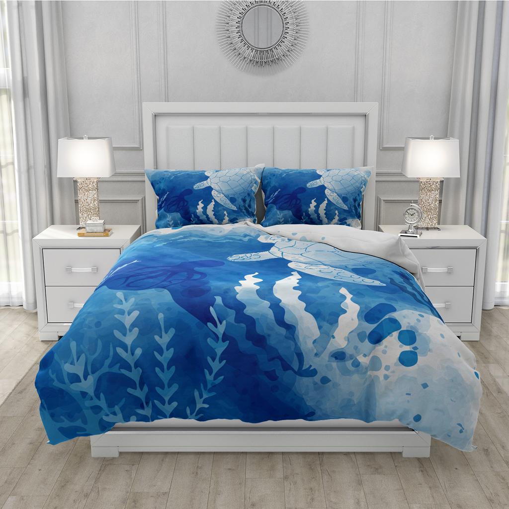 Ocean Series Duvet Cover Bedding Set Sea Turtle Pillowcase 3D Printed New Wholesale Colorful And Comfortable Kit