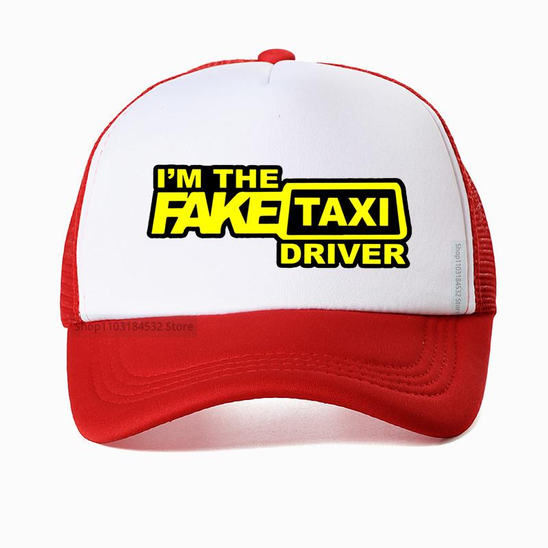 Кепка- snapback с черным принтом "Fake Taxi", высококачественная, с сеткой, дышащая, летняя, мужская, бейсболка