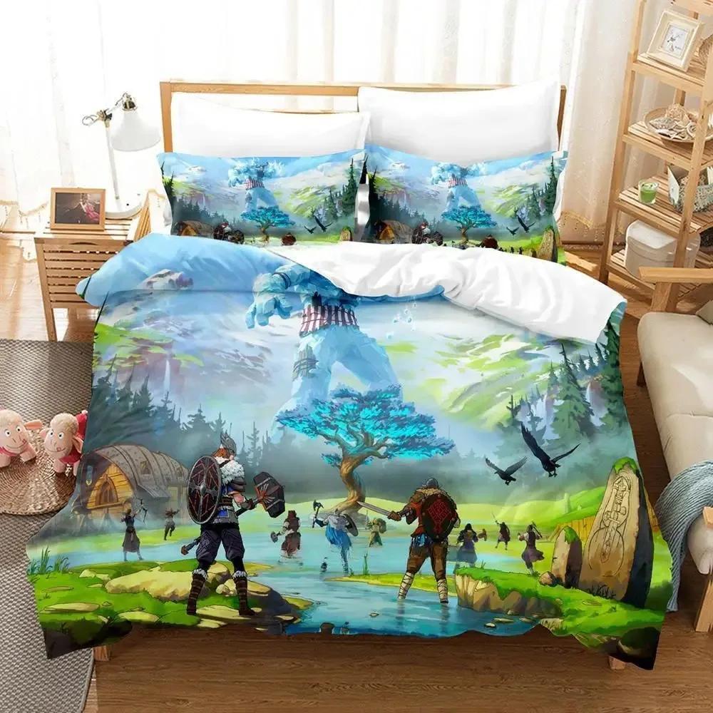 Tribes of Midgard Комплект постельного белья Односпальный Двуспальный Full Queen King-Size Размеры Размеры Комплект постельного белья Взрослые Дети Спальня Пододеяльник Комплекты 3D Игровой Кровать