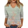 Women’s Fashion Everyday Everything Casual V-neck Seven-point Sleeve Printed T-shirt Top