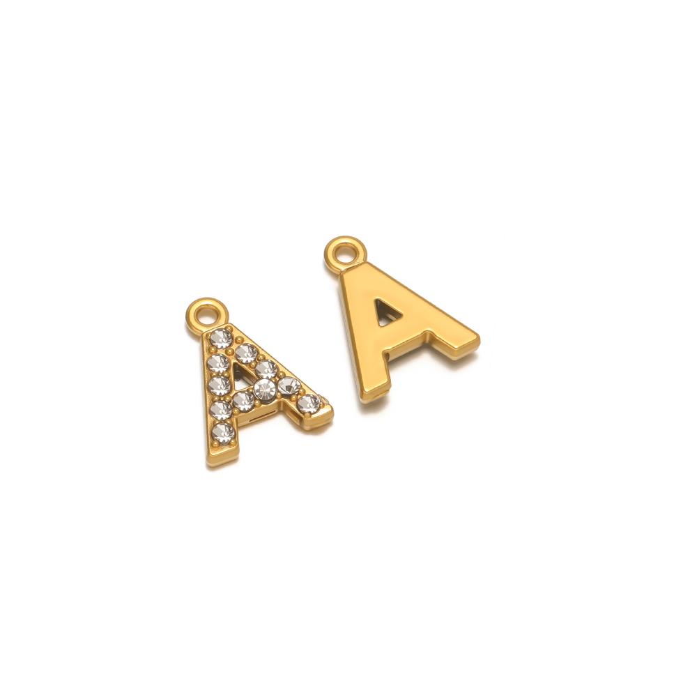 5pcs Stainless Steel Gold Rhinestone Letters Charms DIY Women Girl Alphabet Necklace Pendants Jewelry Bracelet Earrings Making