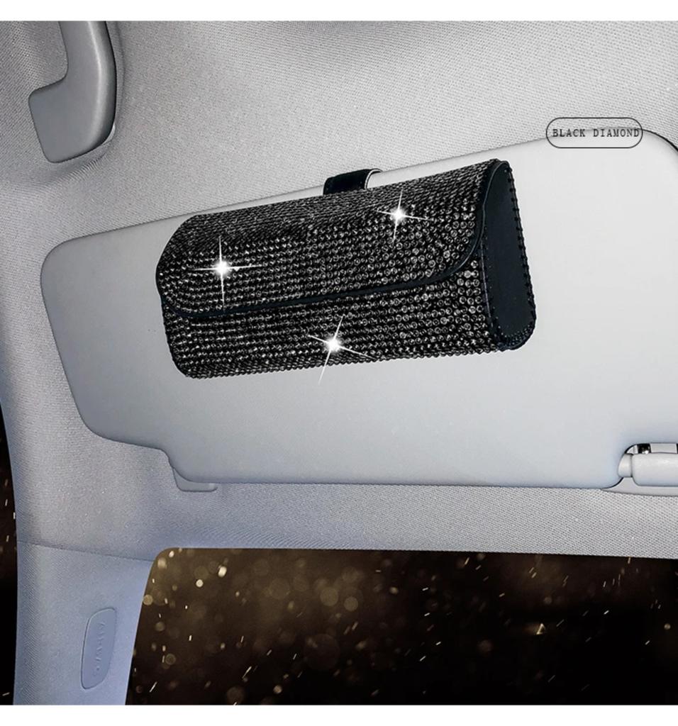 Crystal Car Glasses Case Sunglasses Storage Box Glasses Holder Sun Visor Glasses Case Bling Car Assessoires Interior for Women