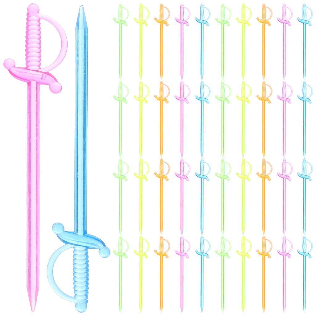 200 Pcs Fruit Plastic Picks Sandwich Toothpicks Snack Dessert Fork Cocktail Cake Decor Appetizer Forks Party Sword