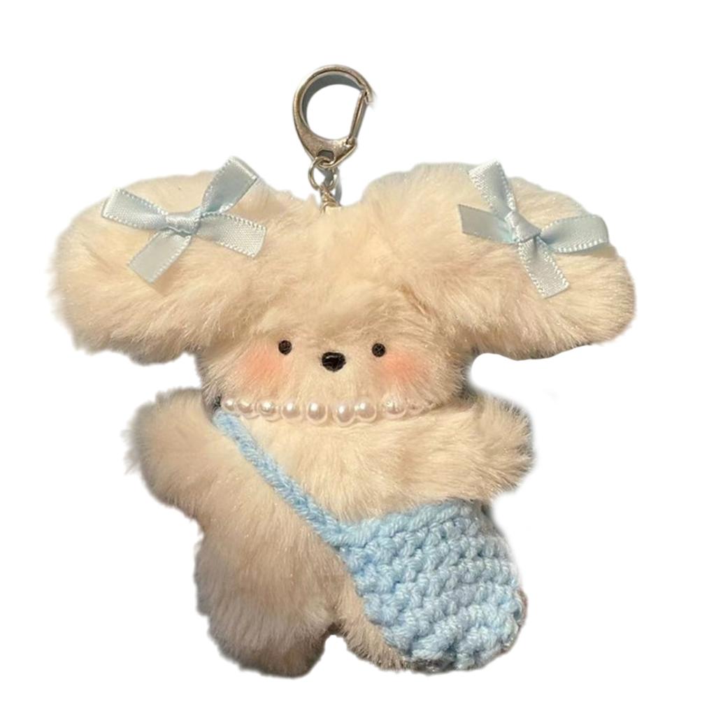 Lovely Dog Keychain Charm Decoration Comfortable Keyring with Bowknot Dog Lovely Key Accessory for Girls and Ladies