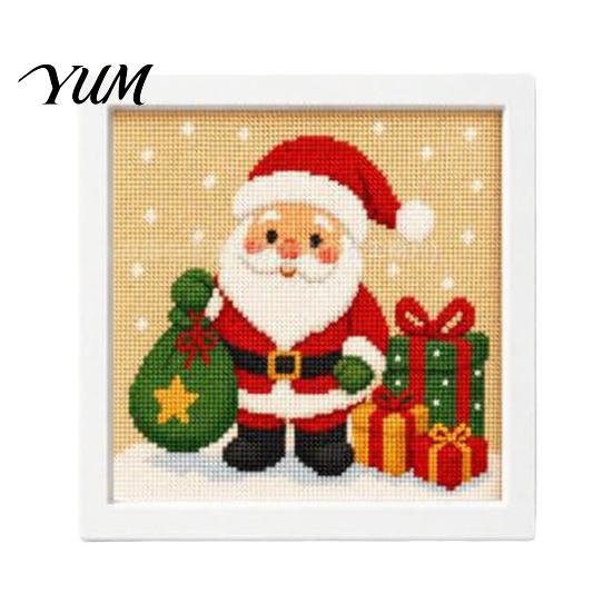 Handmade Christmas Present DIY Needlepoint Kit, Holiday Cross Stitch Santa Snowman Elk Patterns, Theme Beginners Needlework Craft Kit for Adults