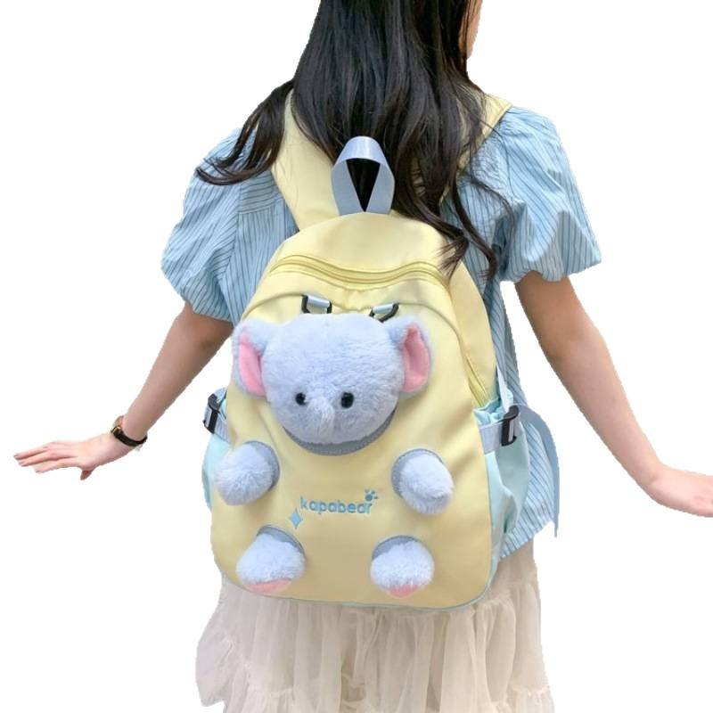 Schoolbag cute bear doll backpack female versatile primary school students high value campus large capacity junior high school students female school 