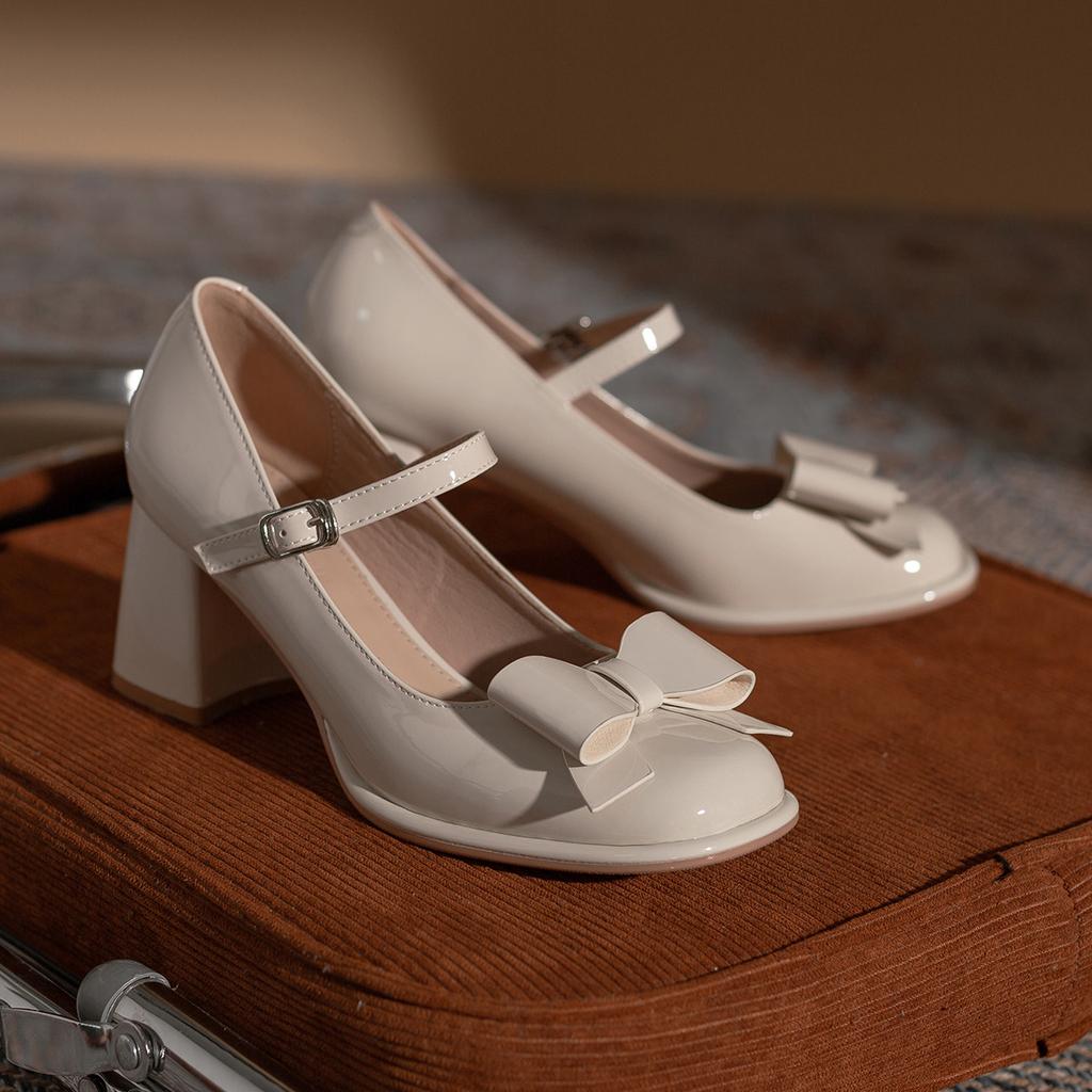 Милые туфли Мэри Джейн в стиле Лолита с бантом для женщин, туфли-лодочки на платформе с пряжкой и ремешком, женские туфли из искусственной кожи на толстом каблуке