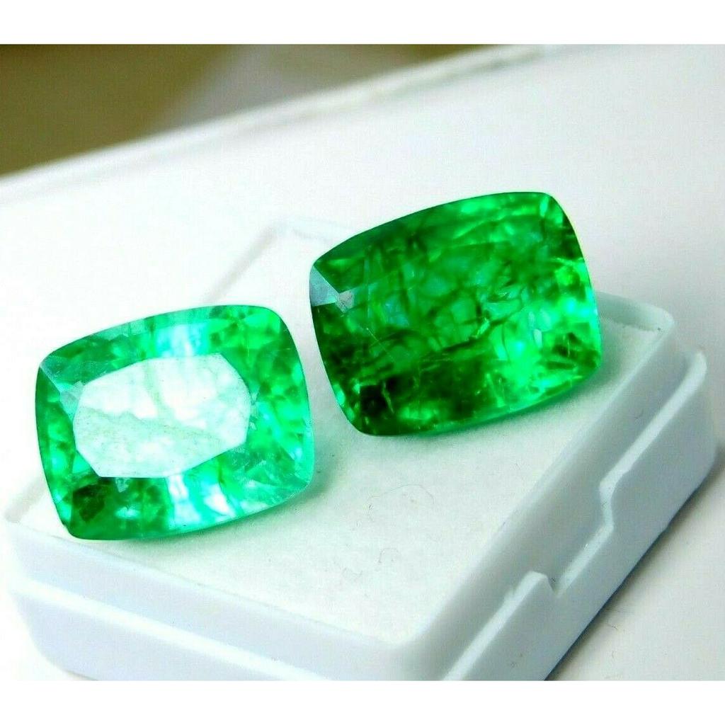 Natural Green Emerald Loose Gemstone Colombian 16.55 ct Cushion Cut for Jewelry Making and Crafts