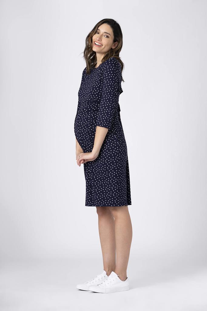 Повседневное трикотажное платье для беременных в синюю точку [Seraphin], удобное для кормящих матерей платье, женское, M(Великобритания10)