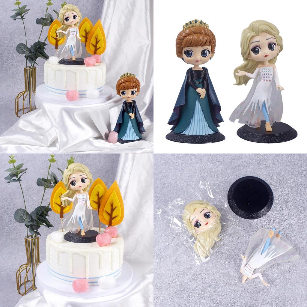 Frozen Pvc Elsa Anna Action Figure Toy Model Cake Topper Home Decor Birthday Gift