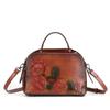 Genuine Leather Women Bag Flower Totem Embossing Ladies Handbags Vintage Design Shoulder Bags Fashion Crossbody Bag